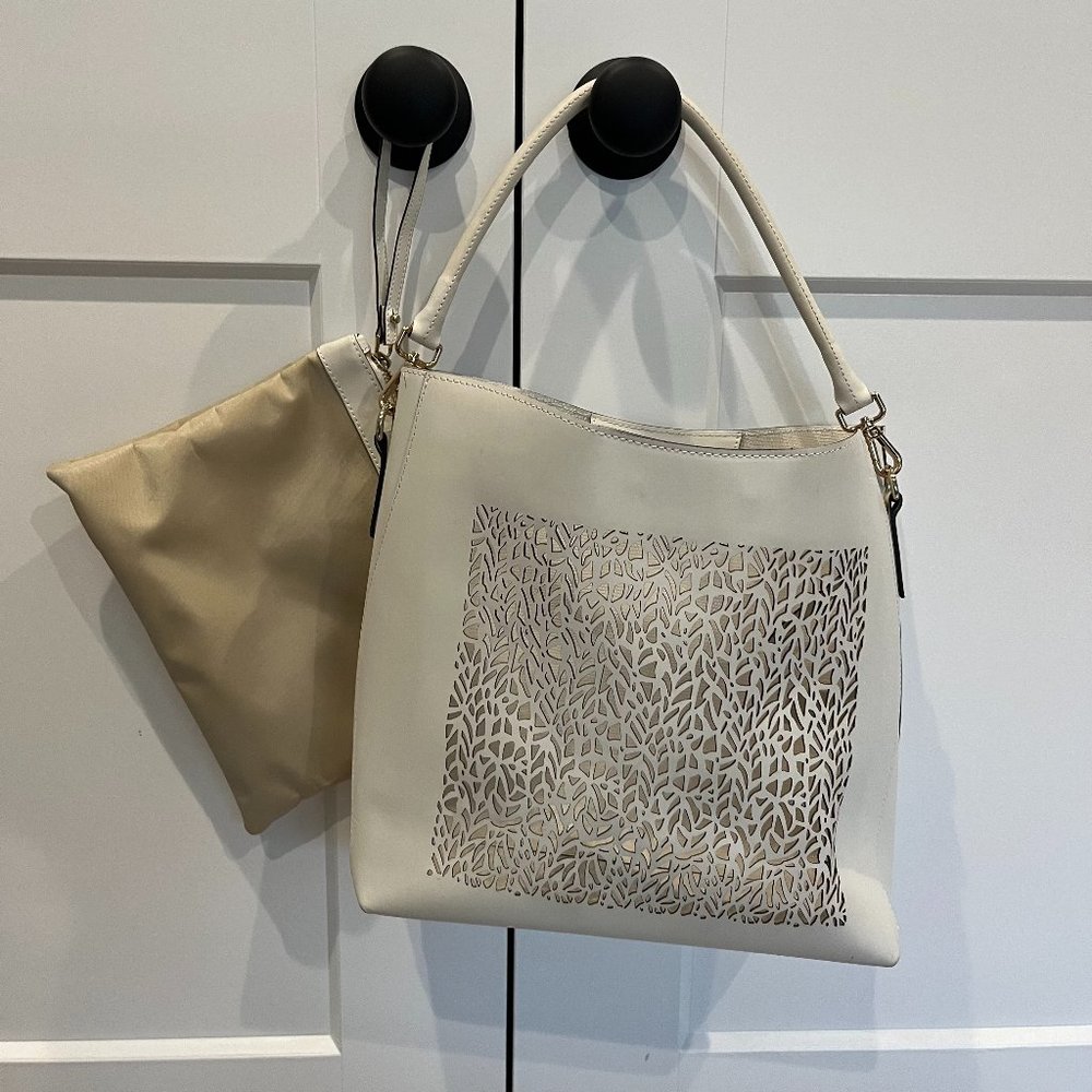 Charles Kammer off white shoulder bag (beautiful cut outs) and wristlet